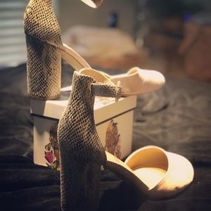 Lauren Conrad Snake Print Block Heel